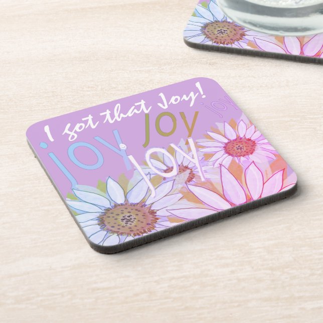 Personalize Daisy: Floral Joy, Joy, Joy! Beverag Getränkeuntersetzer (Linke Seite)