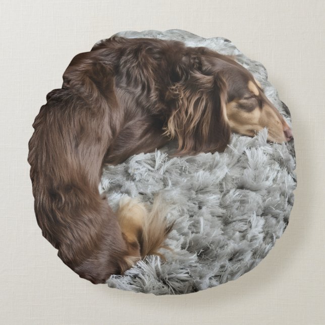 Personalize Dog Lover Pillow-Use Your Pet's Photo Rundes Kissen (Vorderseite)