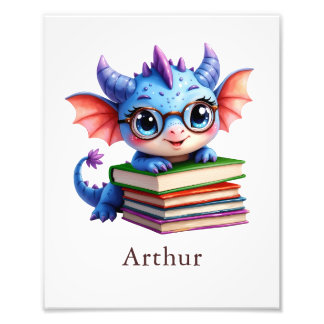 Personalize Dragon Art Print Custom Name Kids Room Fotodruck