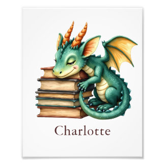 Personalize Dragon Art Print Custom Nursery Kids Fotodruck
