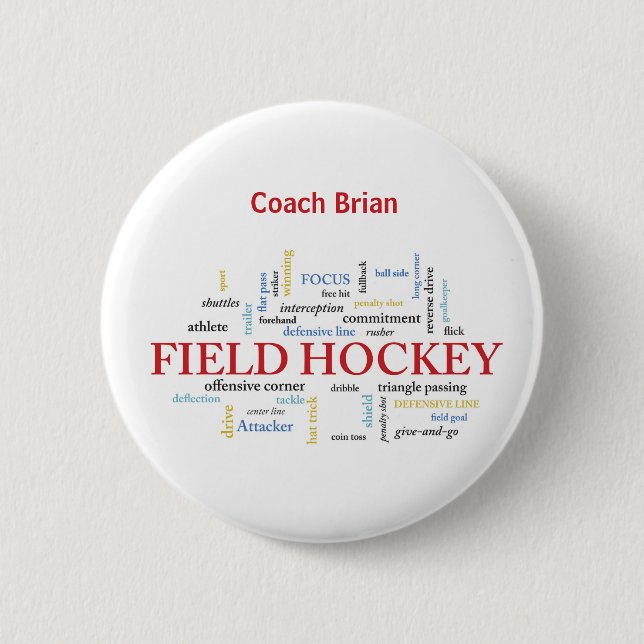 Personalize, Field Hockey Coach Vielen Dank in Wor Button (Vorderseite)