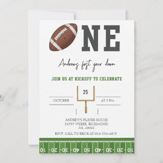 Personalize First Year Down American Football  Einladung