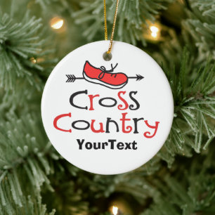 PERSONALIZE Funny Cross Country Runner ©Shoshoe Ar Keramik Ornament