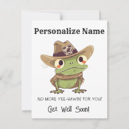 Personalize Get Well Cowboy Frog Western Yew Haw Mitteilungskarte