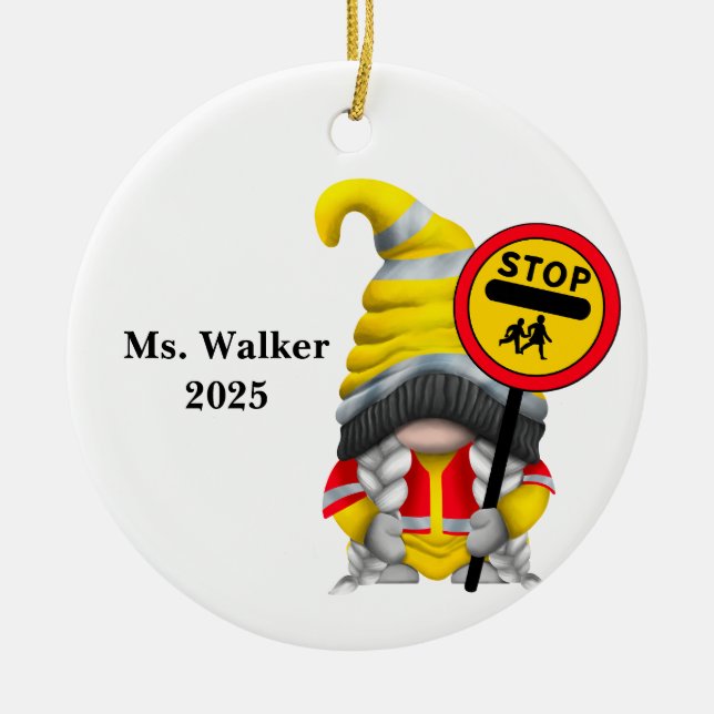 Personalize Gnome School Crossing Guard Keramik Ornament (Vorne)