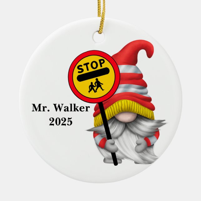 Personalize Gnome School Crossing Guard Keramik Ornament (Vorne)
