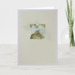 Personalize Gold Baby Kleid mit blauem Bogen Karte
