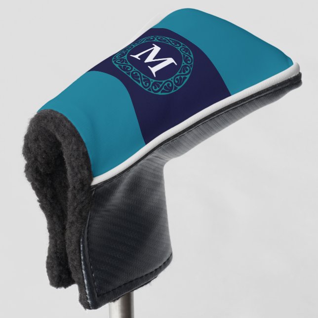 Personalize Golf Head Cover Initial für Vater Blue Headcover (3/4 Vorderseite)