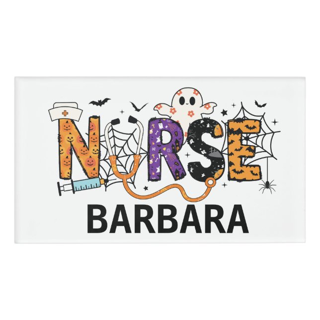 Personalize Halloween Nurse Namenschild (Vorderseite)