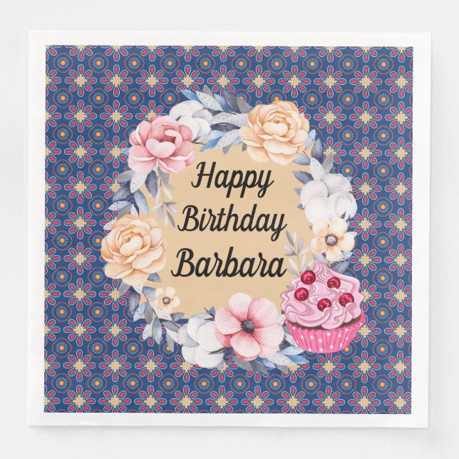 Personalize Happy Birthday Serviette (Vorderseite)