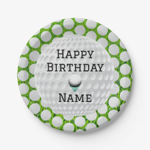 Personalize Happy Brithday Golf Designed Pappteller