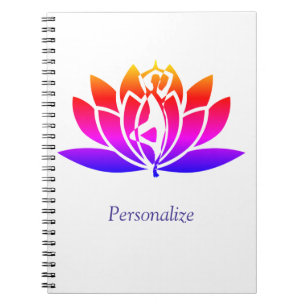 Personalize Illustrated Lotus Flower & Yoga Pose Notizblock