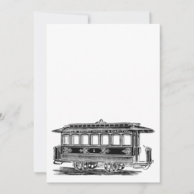 Personalize it |Old tram |streetcar Vintage engine Einladung (Vorderseite)