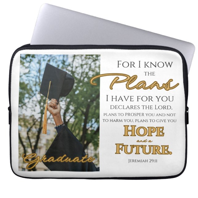 Personalize Jeremiah 29:11 Grad Cap Scripture Laptopschutzhülle (Vorderseite)