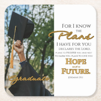 Personalize Jeremiah 29:11 Grad Cap Scripture Rechteckiger Pappuntersetzer