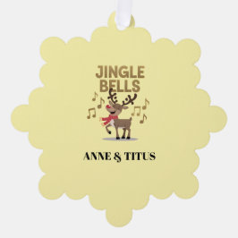Personalize Jingle Bells Singing Reindeer Ornament Karte