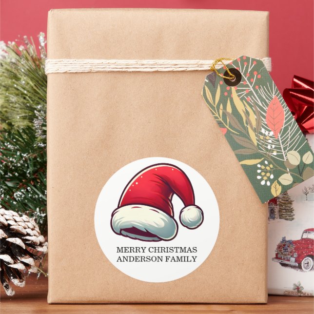 Personalize Jolly Brain Warmer Greeting Card Runder Aufkleber (Feiertag)