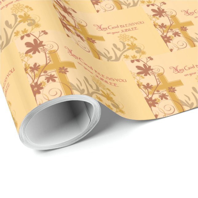 Personalize, Jubilee Anniversary Nun Cross, Wirbel Geschenkpapier (Rolleneckpunkt)