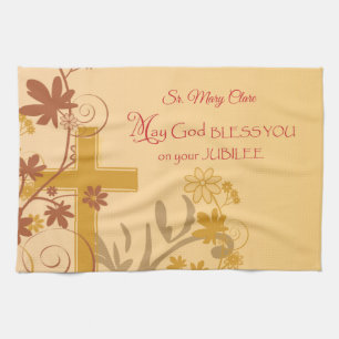 Personalize, Jubilee Anniversary Nun Cross, Wirbel Geschirrtuch