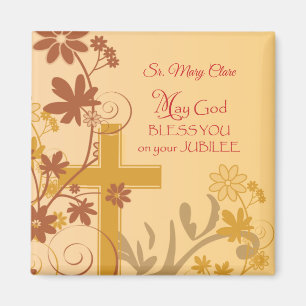 Personalize, Jubilee Anniversary Nun Cross, Wirbel Magnet
