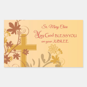Personalize, Jubilee Anniversary Nun Cross, Wirbel Rechteckiger Aufkleber