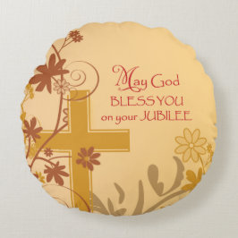 Personalize, Jubilee Anniversary Nun Cross, Wirbel Rundes Kissen