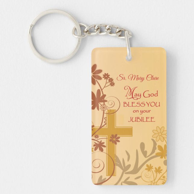 Personalize, Jubilee Anniversary Nun Cross, Wirbel Schlüsselanhänger (Vorderseite)