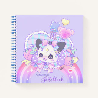 Personalize - kawaii niedlich Kitty Bunny, lila Notizbuch