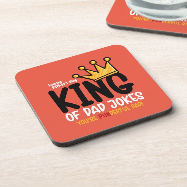 Personalize King of Vater Jokes Getränkeuntersetzer (Linke Seite)