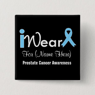 Personalize Light Blue Ribbon Prostata Cancer Button