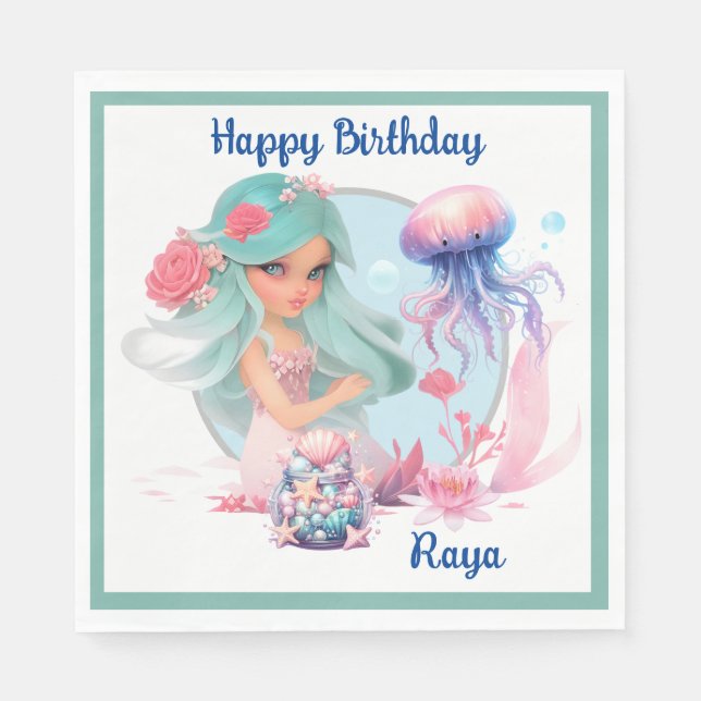 Personalize Mermaid Party  Serviette (Vorderseite)