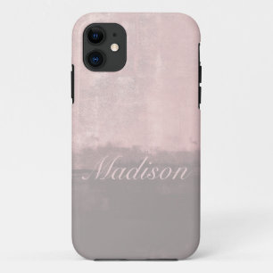 Personalize modern art light pink gray Case-Mate iPhone hülle