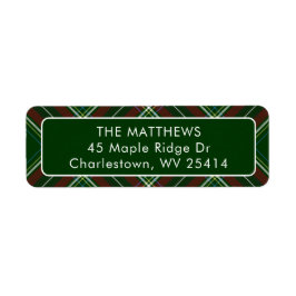 Personalize Modern Plaid Christmas Return Address