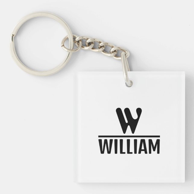Personalize Monogram Name Acrylic Keychain Schlüsselanhänger (Vorderseite)