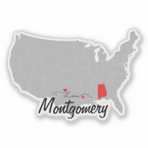 Personalize - Montgomery, Alabama Map US Aufkleber