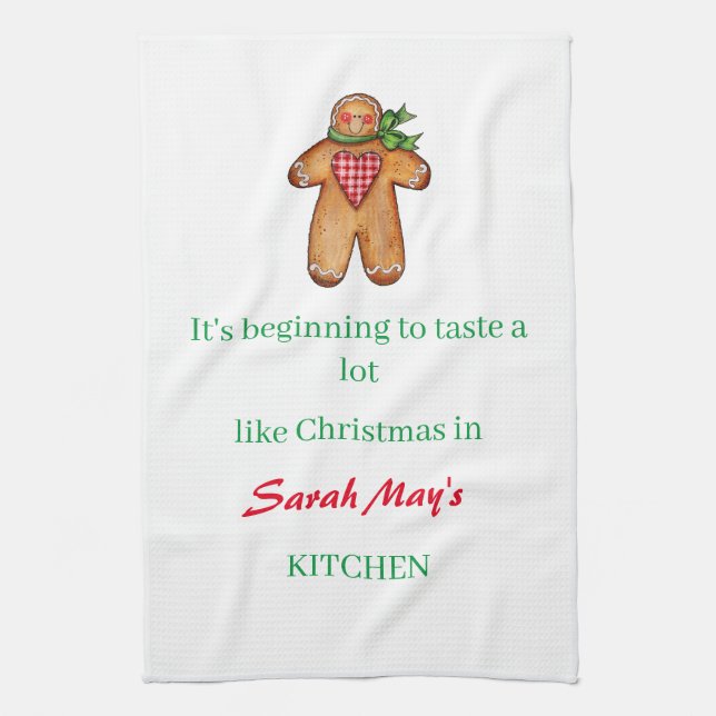 Personalize Name Christmas Kitchen Geschirrtuch (Vertikal)