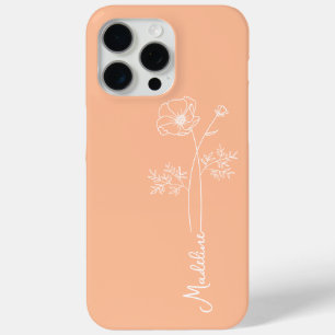 Personalize Name, Oktober Geburtshaus Blume Peach  Case-Mate iPhone Hülle