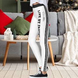 Personalize Name Quote Active Women Striped Yoga  Leggings