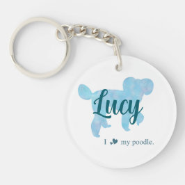 Personalize Pastel Blue Poodle Silhouette custom Schlüsselanhänger