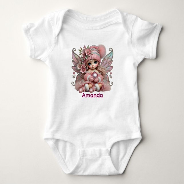 Personalize Pink Fairy  Baby Strampler (Vorderseite)