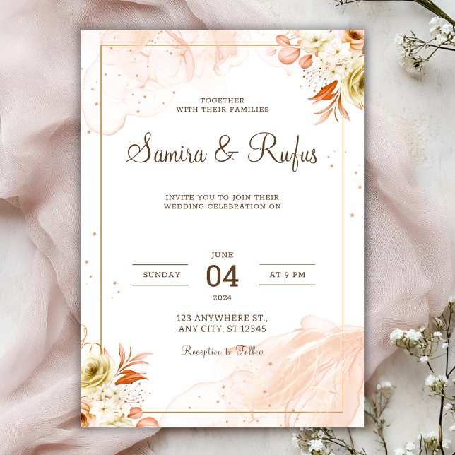 Personalize Pink floral wedding Invitation Einladung (Von Creator hochgeladen)