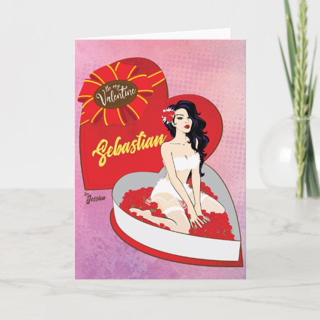 Personalize Pinup be My Valentine Einladung (Vorderseite)
