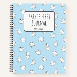 Personalize Polar Bear Blue Baby's First Journal Notizbuch