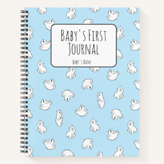 Personalize Polar Bear Blue Baby's First Journal Notizbuch
