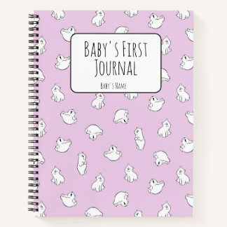 Personalize Polar Bear Pink Baby's First Journal Notizbuch