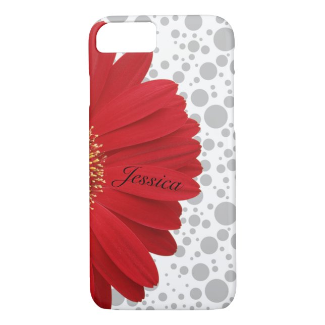 Personalize Polka Dot Red Daisy Case-Mate iPhone Hülle (Rückseite)