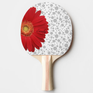 Personalize Polka Dot Red Daisy Tischtennis Schläger