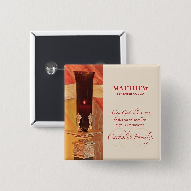 Personalize, RCIA Herzlichen Glückwunsch, katholis Button (Vorne & Hinten)
