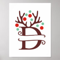 Personalize Reindeer Letter D Split Monogram