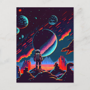 Personalize - Retro-Astronaut mit 8 Bit-Größe Postkarte